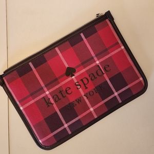 Kate Spade New York Ella Plaid Zip Pouch NWT